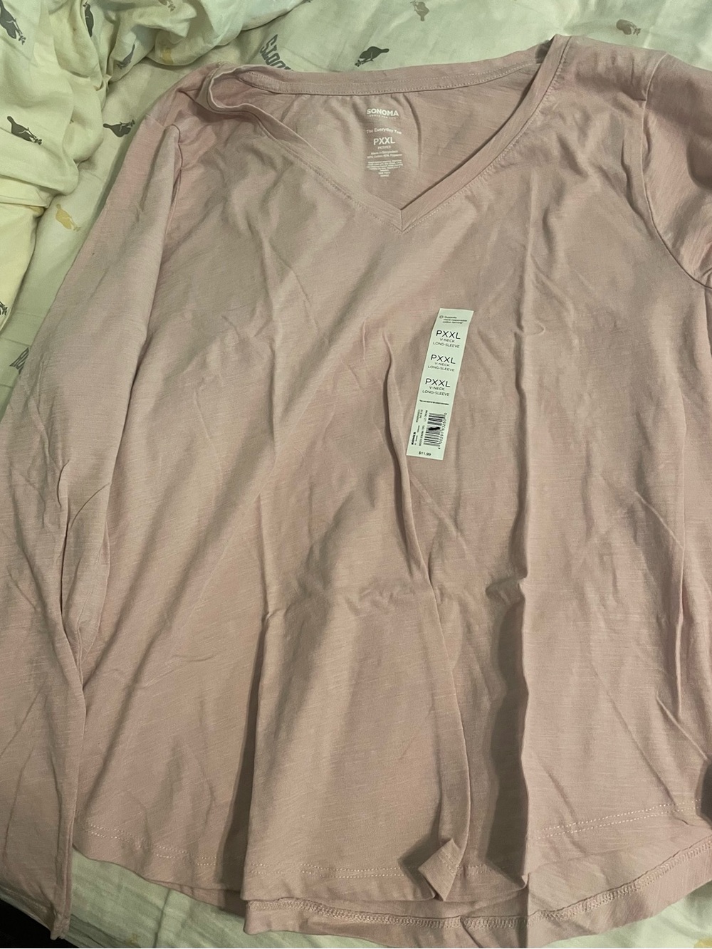 NWT Sonoma Light Pink V-Neck Long Sleeve Top - Petite XXL